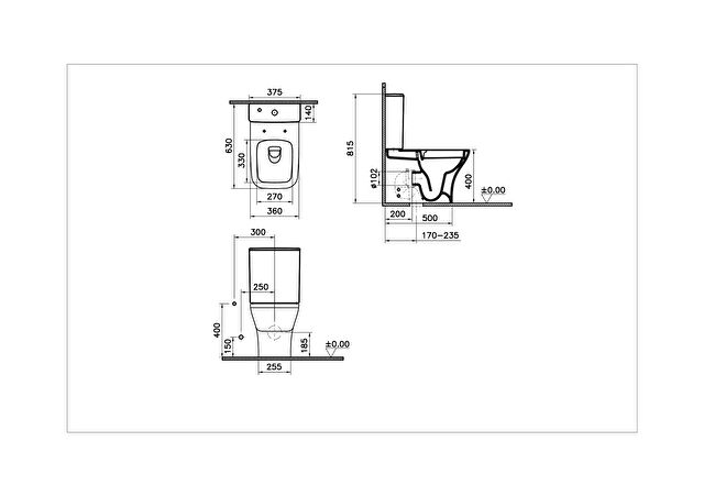 Mia Square Close-coupled WC - 7488L003-0092 | VitrA Global
